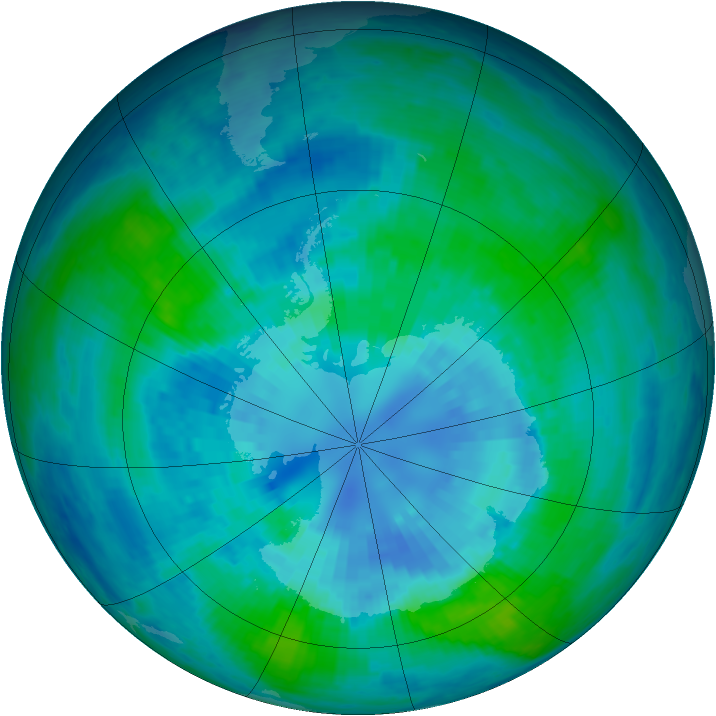 Antarctic ozone map for 02 April 2003